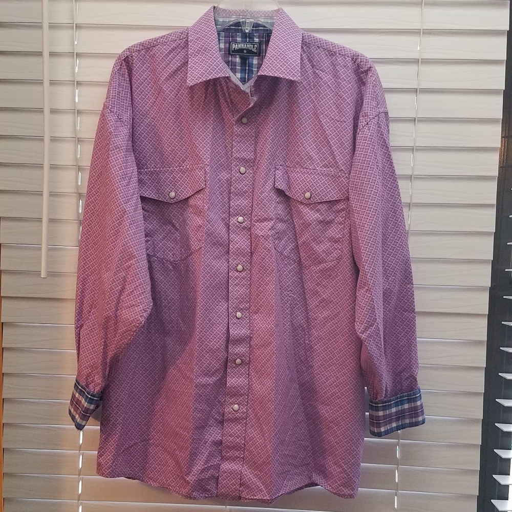 Men's Purple Checkered Pearl Snap Western Shirt